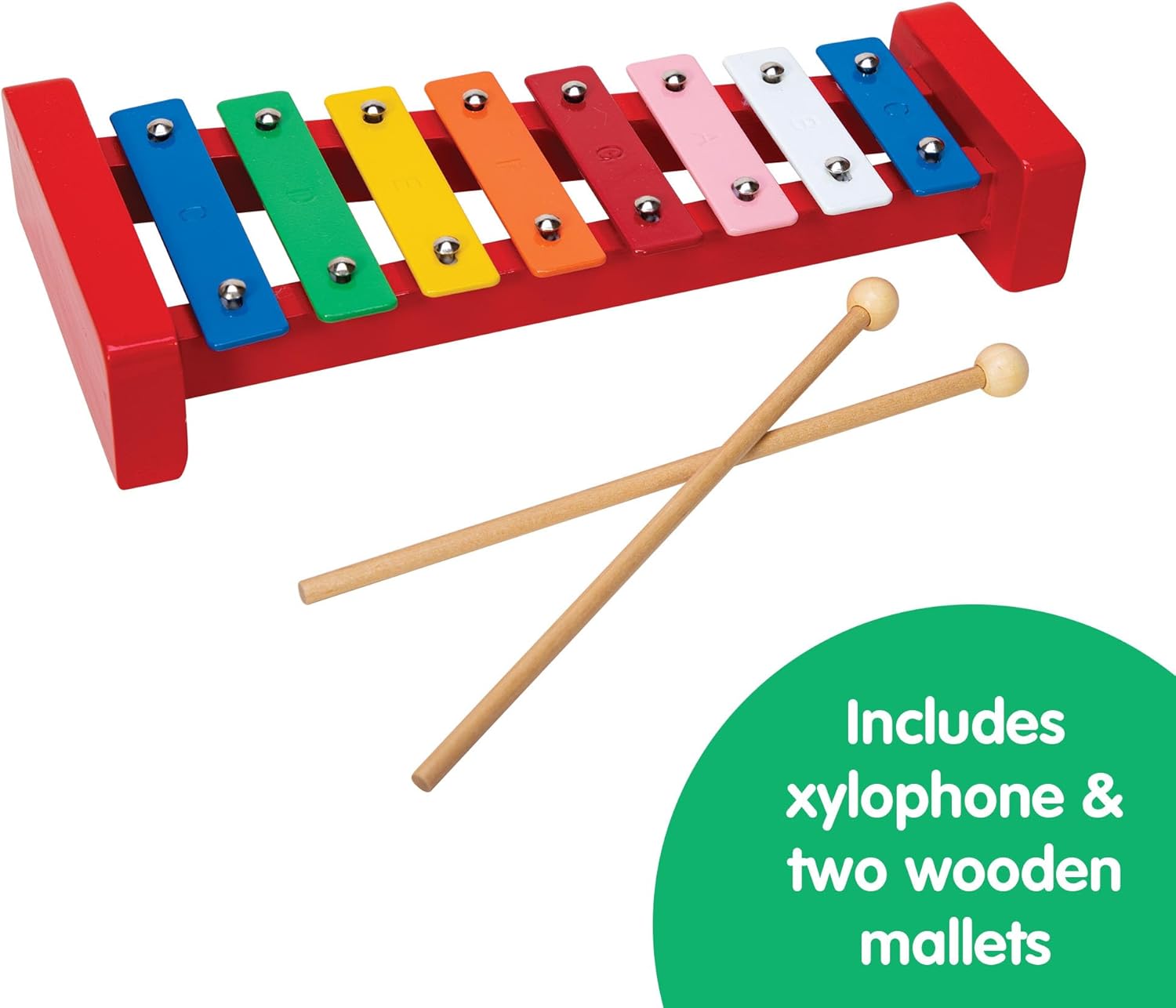 Schylling Wooden Xylophone - Colorful Kids Instrument - Includes Wooden Mallets and Embossed Metal Keys - Ages 3 and Up - Image 3